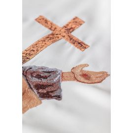 Ornat zdobiony franciszkańskim krzyżem TAU - ecru - zdjęcie 2 - Ornat zdobiony franciszkańskim krzyżem TAU - ecru