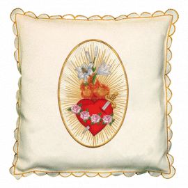 Poduszka na procesje ecru “Serce Maryi” (2) - Poduszki procesyjne