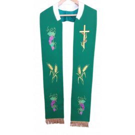 Stuła zielona haftowana do koncelebry (1) - EUCHARYSTYCZNE