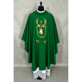 Ornat haftowany zielony Święty Hubert - zdjęcie 4 - Ornat haftowany zielony Święty Hubert