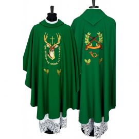 Ornat haftowany zielony Święty Hubert
