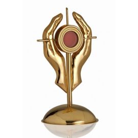 Relikwiarz mosiężny, złocony 20 cm - dłonie (1S)