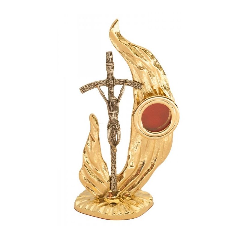Relikwiarz mosiężny, złocony 22 cm - papieski (8S) - Relikwiarz mosiężny, złocony 22 cm - papieski (8S)