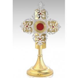 Relikwiarz mosiężny, złocony 33 cm - wersja srebrzona (12S)