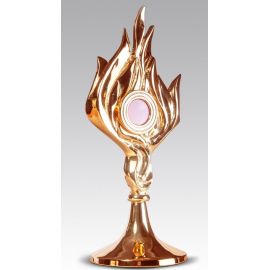 Relikwiarz mosiężny, złocony 33 cm - płomień (16S)