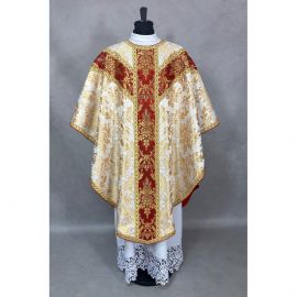 Ornat semi-gotycki bogato zdobiony - tkanina brokatowa (1K) - zdjęcie 2 - Ornat semi-gotycki bogato zdobiony - tkanina brokatowa (1K)