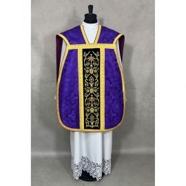 Ornat rzymski fioletowy - manipularz, bursa, welon, stuła (3K) - zdjęcie 2 - Ornat rzymski fioletowy - manipularz, bursa, welon, stuła (3K)