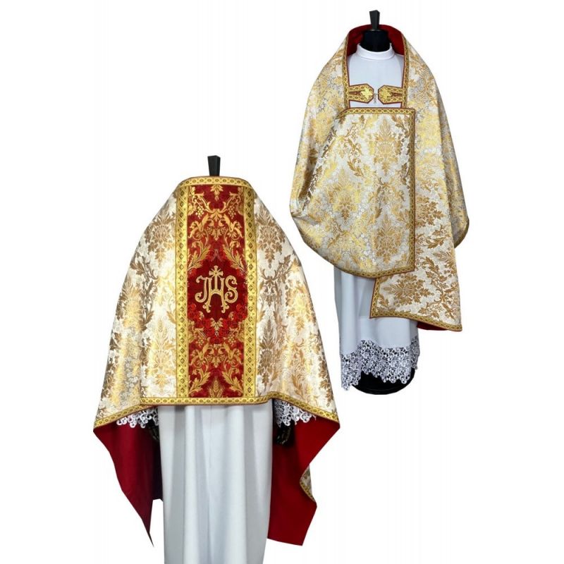 Welon liturgiczny bogato zdobiony - tkanina brokatowa (1K) - Welon liturgiczny bogato zdobiony - tkanina brokatowa (1K)