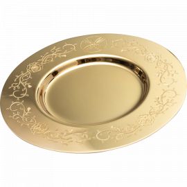 Patena kielichowa, mosiężna,  pozłacana 15 cm (1S)