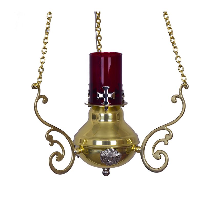 Lampa wieczna, elektryczna, elementy niklowane - wys. 75 cm, szer. 18 cm (S2) - Lampa wieczna, elektryczna, elementy niklowane - wys. 75 cm, szer. 18 cm (S2)