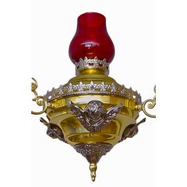 Lampa wieczna, elektryczna, elementy niklowane - wys. 90 cm, szer. 41 cm (S5) - zdjęcie 2 - Lampa wieczna, elektryczna, elementy niklowane - wys. 90 cm, szer. 41 cm (S5)
