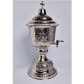 Duża waza na wodę święconą, metalu z ozdobnymi tłoczeniami - 77 cm (1A) - KROPIELNICE