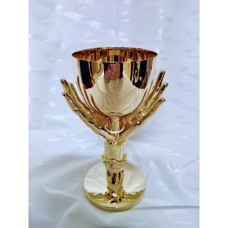 Kielich mszalny, pozłacany, dłonie, nodus odlew - 21 cm (28D) - Kielich mszalny, pozłacany, dłonie, nodus odlew - 21 cm (28D)