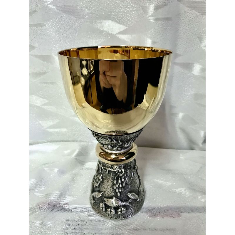 Kielich mszalny, pozłacany i srebrzony, ryby - 17 cm (31D) - Kielich mszalny, pozłacany i srebrzony, ryby - 17 cm (31D)