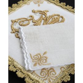 Bielizna kielichowa, lniana, haft Maryjny (94H) - zdjęcie 2 - Bielizna kielichowa, lniana, haft Maryjny (94H)