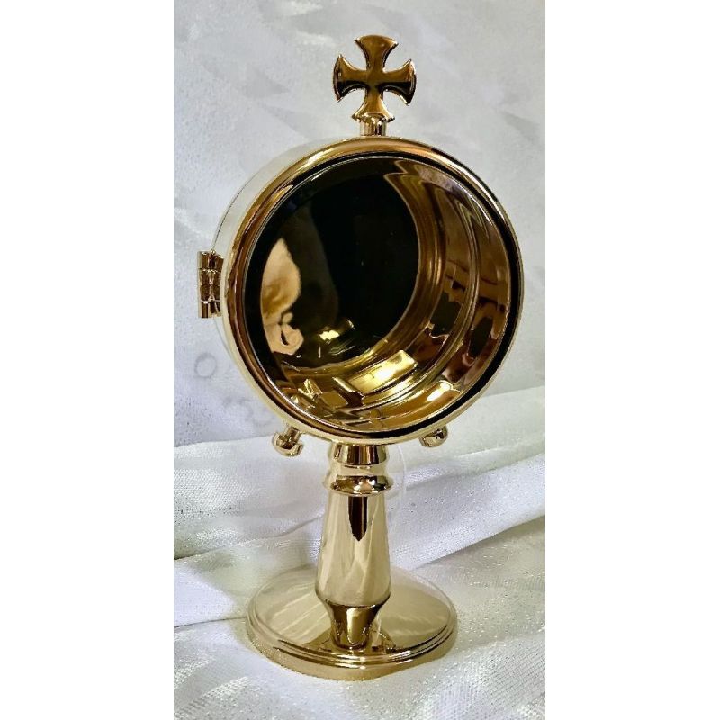 Kustodium / Kustodia - mosiężne, pozłacane 19 cm (tradycyjna hostia) - Kustodium / Kustodia - mosiężne, pozłacane 19 cm (tradycyjna hostia)