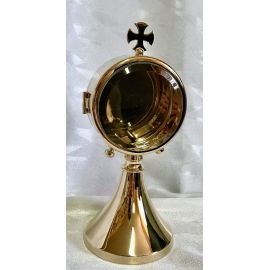 Kustodium / Kustodia - mosiężne, pozłacane 21 cm (tradycyjna hostia)