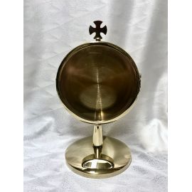Kustodia na dużą hostię, mosiężna pozłacana - wys. 27 cm