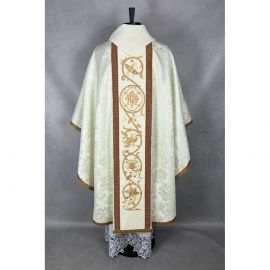 Ornat gotycki, haftowany IHS, tkanina żakard (10K) - zdjęcie 3 - Ornat gotycki, haftowany IHS, tkanina żakard (10K)