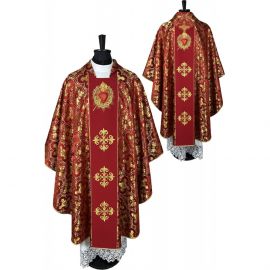 Ornat gotycki czerwony, haftowany Serce w Koronie (17K) - Ornaty czerwone