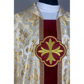 Ornat gotycki biało-złoty, haftowany (35K) - zdjęcie 2 - Ornat gotycki biało-złoty, haftowany (35K)