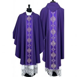 Ornat gotycki fioletowy, pas tkany (48K)