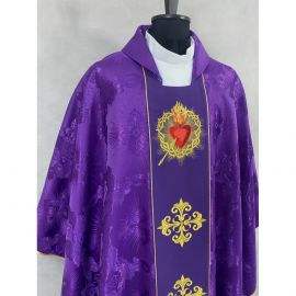 Ornat gotycki fioletowy, haftowany - Serce w Koronie (78K) - zdjęcie 3 - Ornat gotycki fioletowy, haftowany - Serce w Koronie (78K)
