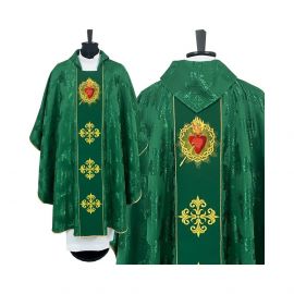 Ornat gotycki zielony, haftowany - Serce w Koronie (79K)