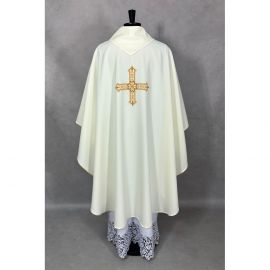 Ornat gotycki haftowany, ecru - Krzyż (98K) - zdjęcie 3 - Ornat gotycki haftowany, ecru - Krzyż (98K)
