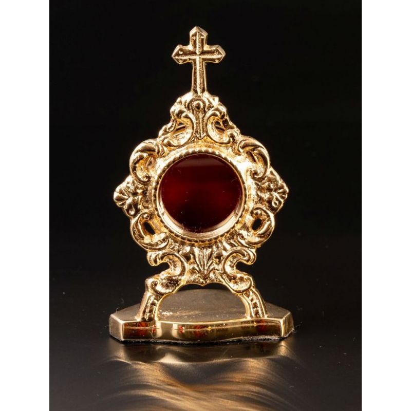 Relikwiarz mosiężny, pozłacany - 10 cm (28) - Relikwiarz mosiężny, pozłacany - 10 cm (28)