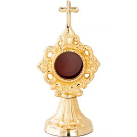 Relikwiarz mosiężny, pozłacany - 17 cm (29) - zdjęcie 2 - Relikwiarz mosiężny, pozłacany - 17 cm (29)