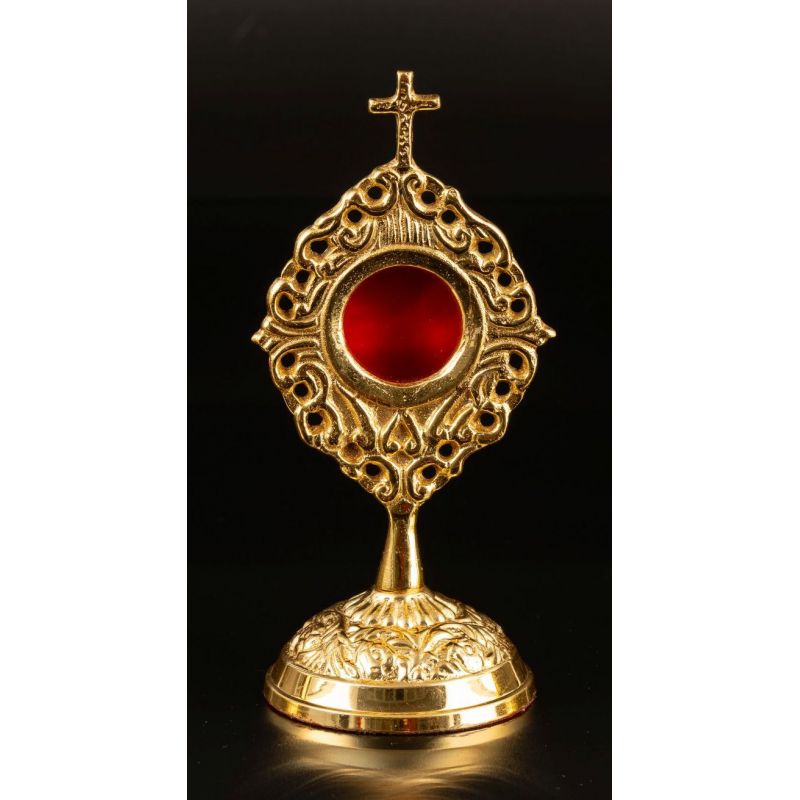 Relikwiarz mosiężny, pozłacany - 14 cm (34) - Relikwiarz mosiężny, pozłacany - 14 cm (34)