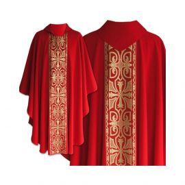 Ornat gotycki czerwony, pas tkany krzyż (118K) - Ornaty czerwone