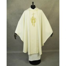 Ornat gotycki ecru, haftowany IHS (124K) - zdjęcie 2 - Ornat gotycki ecru, haftowany IHS (124K)