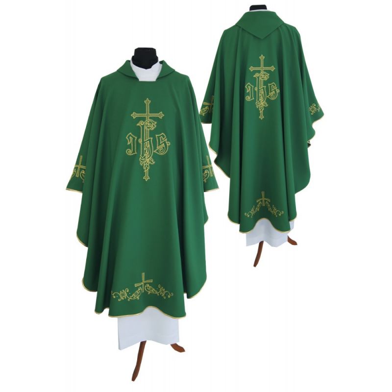 Ornat gotycki zielony, haftowany, materiał strecz (154K) - Ornat gotycki zielony, haftowany, materiał strecz (154K)