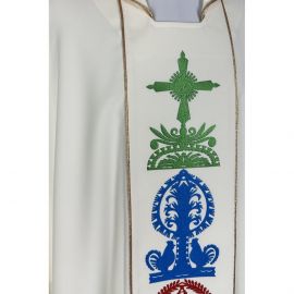 Ornat gotycki wzór kurpiowski, haftowany, materiał strecz (160K) - zdjęcie 4 - Ornat gotycki wzór kurpiowski, haftowany, materiał strecz (160K)