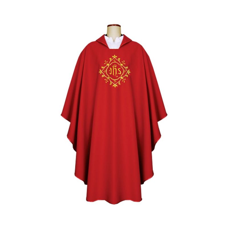 Ornat gotycki czerwony, haftowany, materiał strecz (163K) - Ornat gotycki czerwony, haftowany, materiał strecz (163K)