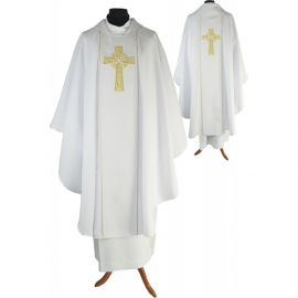 Ornat gotycki biały, tkanina gładka (201K) - Ornaty białe/ ecru
