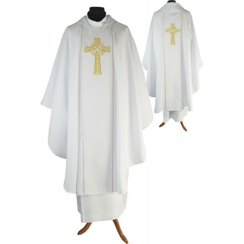 Ornat gotycki biały, tkanina gładka (201K) - Ornat gotycki biały, tkanina gładka (201K)