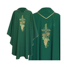 Ornat gotycki zielony, tkanina gładka, haftowany (217K) - Ornaty zielone