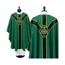 Ornat semi gotycki, kolor zielony, pasy aksamit (95K) - Ornaty Semi Gotyckie