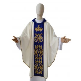 Ornat maryjny z haftowanym pasem, materiał gładki (73) - Ornaty Maryjne