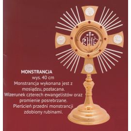 Monstrancja pozłacana wys. 40 cm (5) - zdjęcie 2 - Monstrancja pozłacana wys. 40 cm (5)