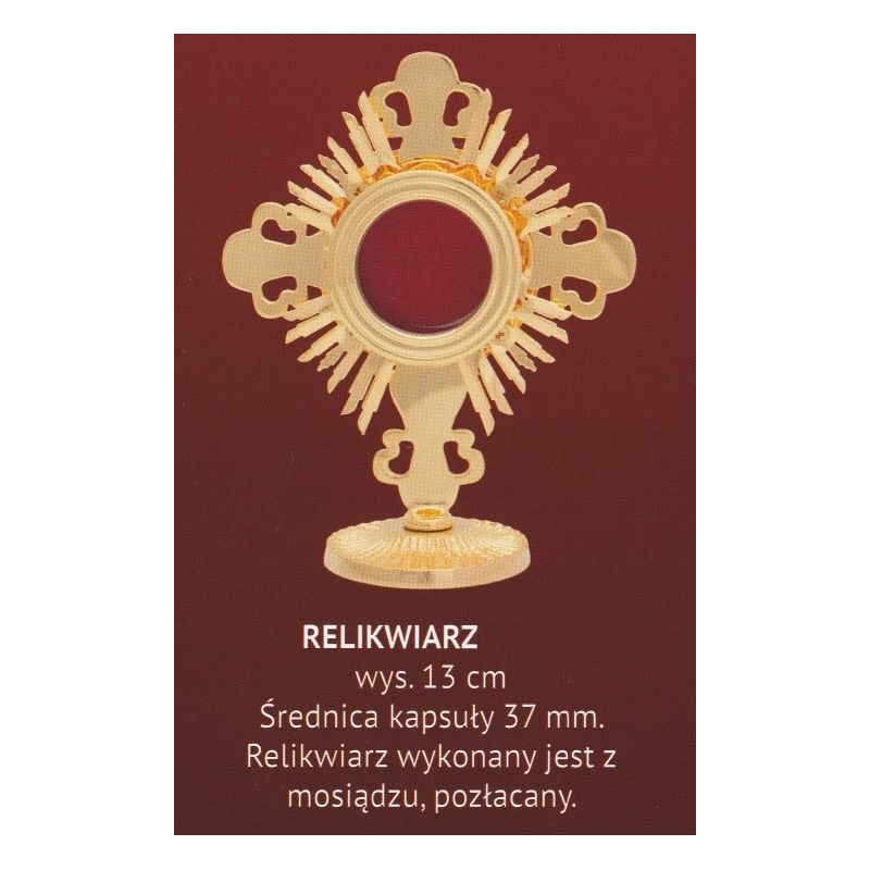 Relikwiarz mosiężny, pozłacany - 13 cm (A) - Relikwiarz mosiężny, pozłacany - 13 cm (A)
