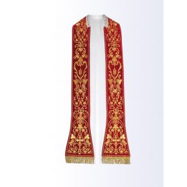 Stuła rzymska haftowana - materiał aksamit- kolory liturgiczne - EUCHARYSTYCZNE
