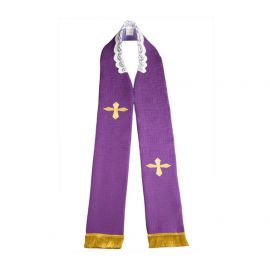 Stuła kapłańska haftowana - fioletowa (3) - EUCHARYSTYCZNE