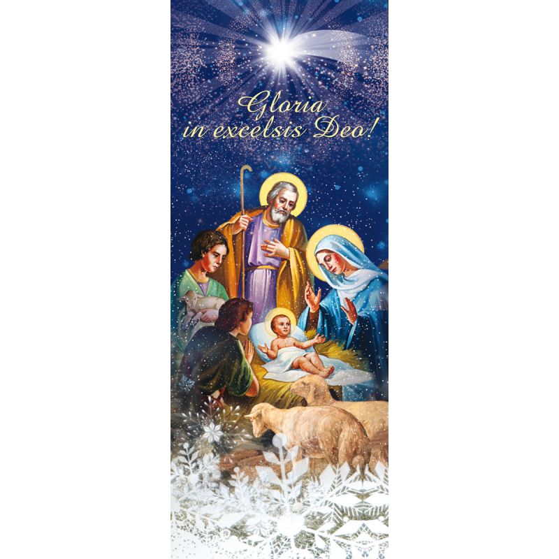 Baner Bożonarodzeniowy - 2023 - Baner Bożonarodzeniowy -  " Gloria in Excelsis Deo" niebieski z gwiazdą