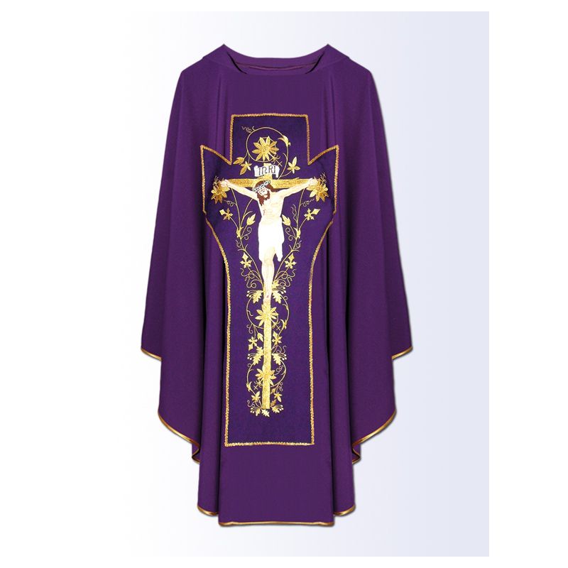 Ornat - Jezus ukrzyżowany - kolory liturgiczne (19) - Ornat fioletowy - Jezus ukrzyżowany (19)