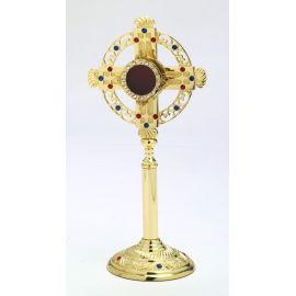 Relikwiarz z kamieniami szlachetnymi, pozłacany - 26 cm - RELIKWIARZE - Nowość