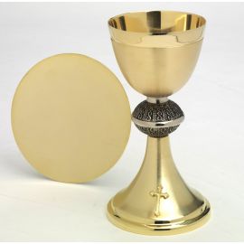 Kielich z pięknym pierścieniem + patena - 20 cm.